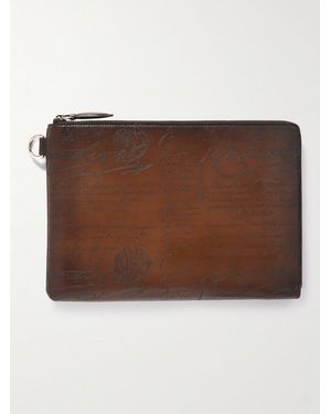 Berluti Nino Scritto Venezia Leather Pouch - Brown