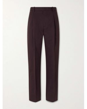 Altea Orval Straight-Leg Cotton And Linen-Blend Gabardine Trousers - Purple