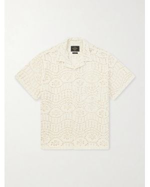 Portuguese Flannel Camp-Collar Crocheted Cotton-Blend Shirt - Natural