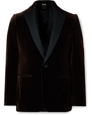ZEGNA Satin-Trimmed Cotton-Velvet Tuxedo Jacket - Black