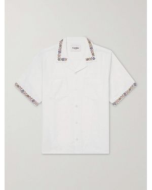 Corridor NYC Harmony Camp-collar Embroidered Linen And Cotton-blend Shirt - Natural