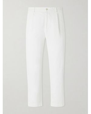 Barena Cropped Tapered Cotton And Linen-blend Corduroy Trousers - White