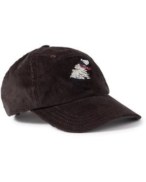 Drake's Him Embroidered Cotton-Corduroy Baseball Cap - Black