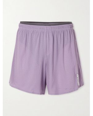 Satisfy Straight-Leg Logo-AppliquÉD 5&Quot; Space‑O&Trade; Shorts - Purple