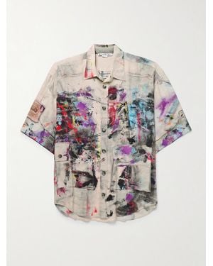 Acne Studios Oversized Trompe-l'œil Printed Crepe De Chine Shirt - Purple