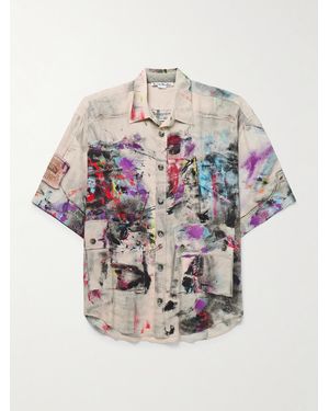 Acne Studios Oversized Trompe-l'œil Printed Crepe De Chine Shirt - Purple
