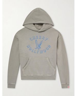 CHERRY LA Logo-Print Cotton-Jersey Hoodie - Grey
