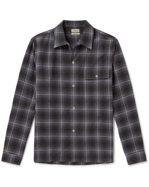 De Bonne Facture Camp-Collar Checked Cotton-Flannel Shirt - Gray