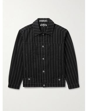 MANAAKI Hemi Pinstriped Denim Trucker Jacket - Black