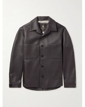 Loro Piana Evandro Full Grain Leather Overshirt - Grey