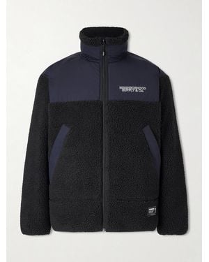 Neighborhood Logo-embroidered Shell-trimmed Fleece Jacket - Black