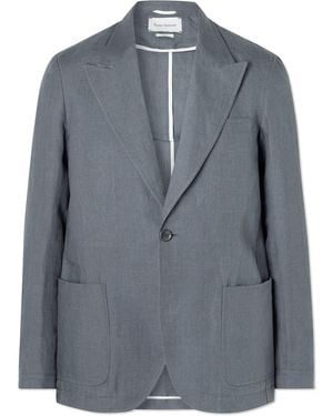 Oliver Spencer Laurel Unstructured Linen Suit Jacket - Blue