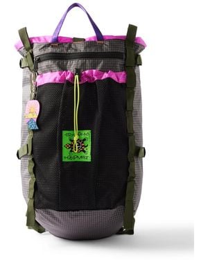 Brain Dead Equipment Logo-Appliquéd Webbing And Mesh-Trimmed Ripstop Backpack - Gray