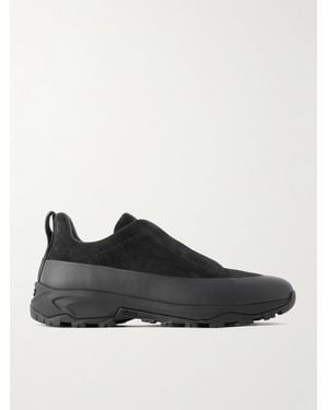 ZEGNA Triple Stitch Monte Rubber-Trimmed Suede Slip-On Trainers - Black
