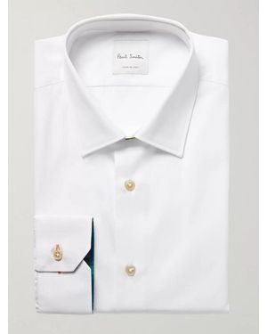 Paul Smith Slim-Fit Contrast-Cuff Cotton-Poplin Shirt - White