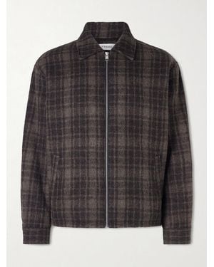 FRAME Padded Checked Virgin Wool-tweed Blouson Jacket - Black