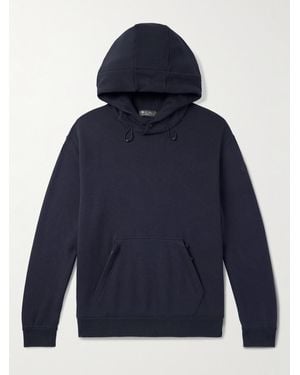 Loro Piana Vogel Cotton And Cashmere-Blend Jersey Hoodie - Blue