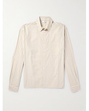 John Elliott Button-Down Collar Striped Cotton-Poplin Shirt - Natural