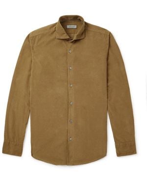 Canali Slim-fit Garment-dyed Cotton-corduroy Shirt - Natural