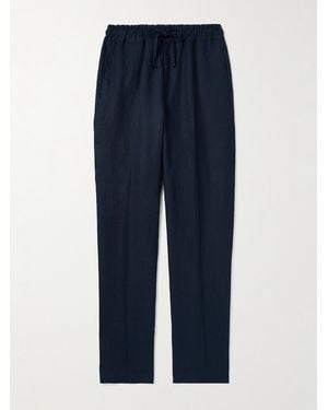 Kingsman Straight-Leg Linen Drawstring Trousers - Blue