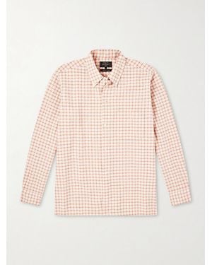 Beams Plus Button-Down Seersucker Checked Cotton And Linen-Blend Shirt - Natural