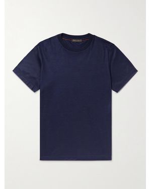 Loro Piana Cashmere-Piqué T-Shirt - Blue