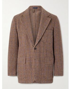 Drake's Mk. Vii Games Unstructured Prince Of Wales Checked Virgin Wool Blazer - Brown
