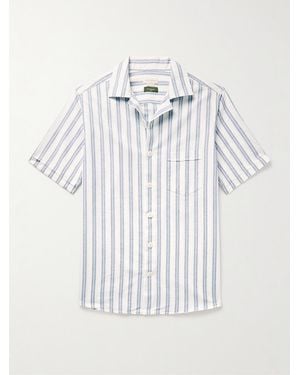 Slowear Glanshirt Camp-Collar Striped Cotton Oxford Shirt - Blue