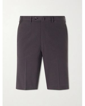 De Petrillo Straight-Leg Cotton-Seersucker Shorts - Blue