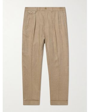 Polo Ralph Lauren Whitman Straight-leg Linen-blend Herringbone Trousers - Natural