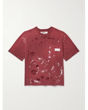 Neighborhood Savage Distressed Paint-Splattered Cotton-Jersey T-Shirt