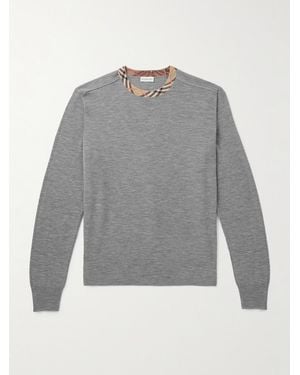 Burberry Slim-Fit Contrast-Tipped Wool Jumper - Grey