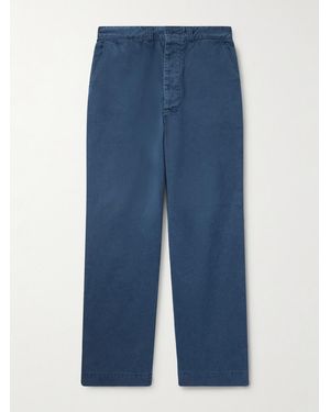 Remi Relief Straight-Leg Cotton-Twill Trousers - Blue