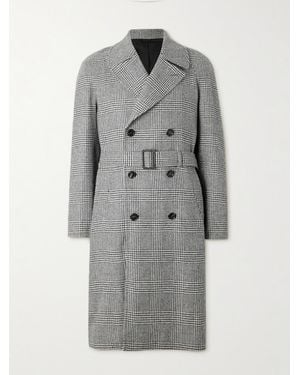 De Petrillo D'avalos Double-breasted Prince Of Wales Checked Alpaca Overcoat - Grey