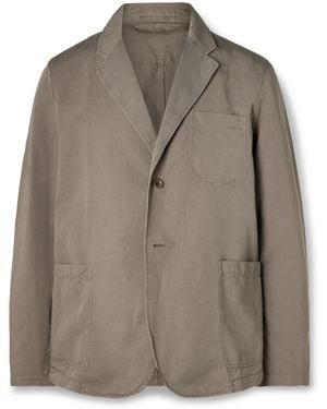 MR P. Unstructured Garment-Dyed Organic Cotton And Linen-Blend Suit Jacket - Brown