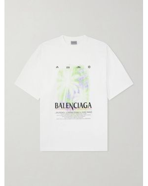 Balenciaga Oversized Printed Cotton-Jersey T-Shirt - White