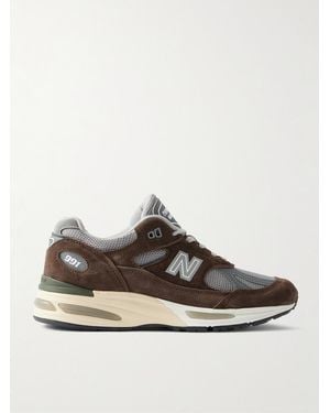 New Balance 991v2 Suede And Mesh Trainers - Brown