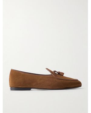 Rubinacci Marphy Tasselled Leather-Trimmed Suede Loafers - Brown