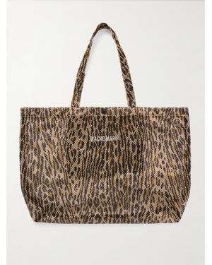 Wacko Maria Speak Easy Logo-print Leopard-print Mesh Tote Bag - Natural