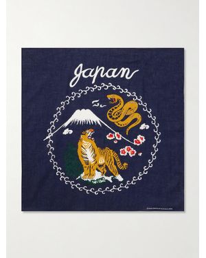 Blue Blue Japan Torani Fuji Printed Cotton Bandana - Blue