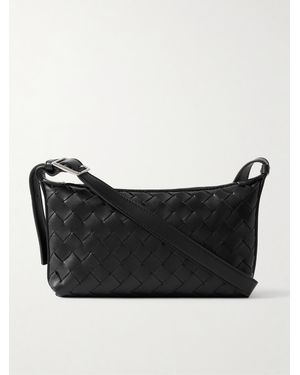 Bottega Veneta Intrecciato Leather Messenger Bag - Black