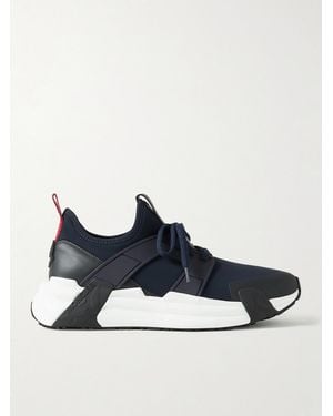 Moncler Lunarove Rubber And Leather-Trimmed Neoprene Trainers - Blue