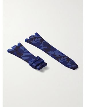 HORUS WATCH STRAPS Deployant 42Mm Camouflage-Print Rubber Watch Strap - Blue