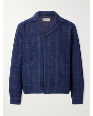 Folk Chain Checked Cotton And Wool-blend Jacket - Blue