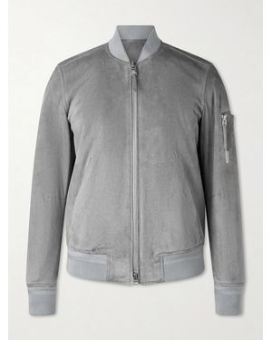 Tom Ford Slim-Fit Suede Bomber Jacket - Grey