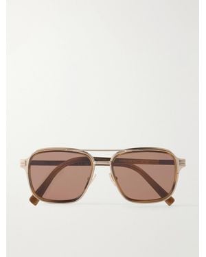 ZEGNA Aviator-Style Acetate And Titanium Sunglasses - Natural
