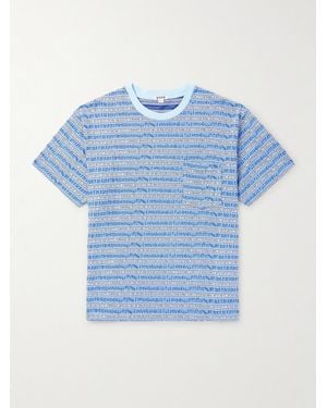 Bode Lyric Striped Cotton-jacquard T-shirt - Blue