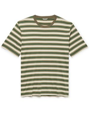 AURALEE Striped Cotton-Jersey T-Shirt - Green