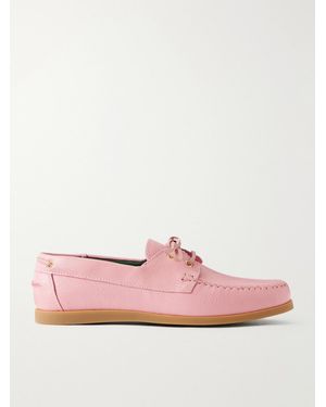 VINNY'S Boatman Full-Grain Leather Boat Shoes - Pink