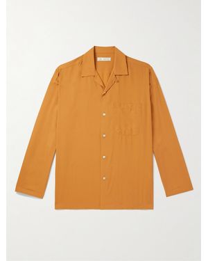 Umit Benan Convertible-Collar Silk-Twill Shirt - Orange